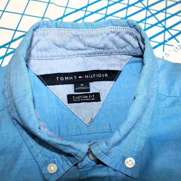 Tommy Hilfiger Blue Cotton Button-Down Shirt, Medium - Picture 6 of 7